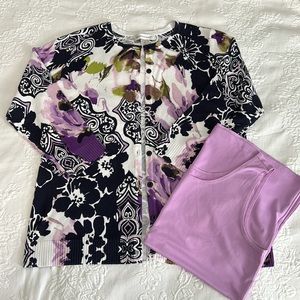 CHRISTOPHER & BANKS 2 PIECE CARDIGAN AND MATCHING TANK TOP MEDIUM